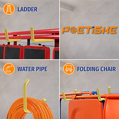 POETISKE Screw in Ladder Bike Hooks Ceiling Hanger Wall Mounted Bicycle Chair Garage Organization Heavy Duty Vinyl Coated 4Pack