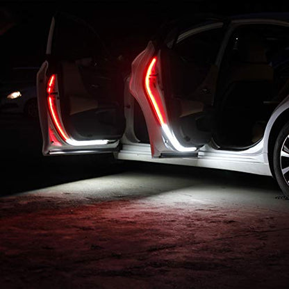 2 pcs Car Interior Door Welcome Light LED Safety Warning Strobe Signal Lamp Strip 120cm Waterproof 12V Auto Decorative Ambient Lights