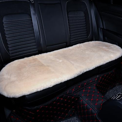 Genuine Sheepskin Car Rear Seat Cover for Fuzzy Fur Wool Cushion (Pearl)