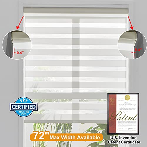 Cordless Zebra Blinds for Windows Free (34"w X 72"h / Cream)