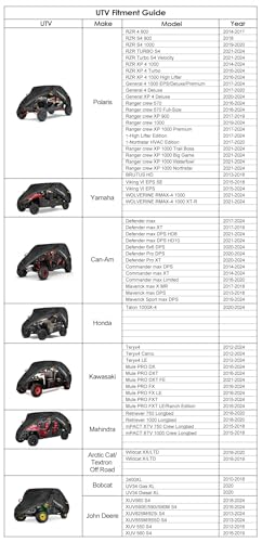 UTV Cover Waterproof 300D Heavy Duty 2 (M: 126"Lx 65"Wx 73"H (Single row seat))