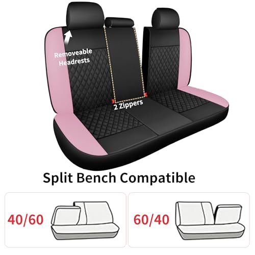 Solid Black Full Set Car Seat Covers (N1 Black Pink / Full Set)