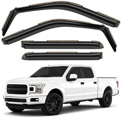 Window Deflectors Smoke Tinted in (For F150 15-20 SuperCrew)