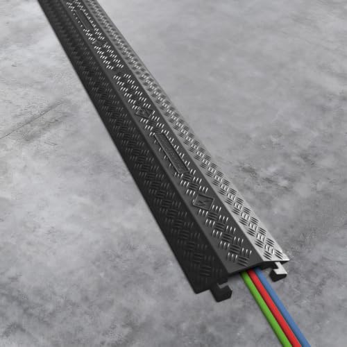 2 Pack 40" Rubber Floor Cable Cover (Black / Wide Width)