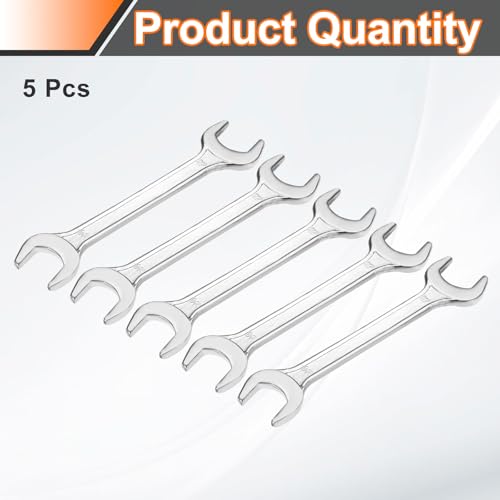 5pcs Double Open End Wrench 24mm x 27mm Metric 15 Degree Offset Angle Small Flat Head Wrench Galvanizing Open Ended Spanner for Automotive Repair Furniture Assembly (24mm x 27mm)