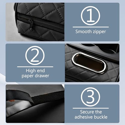 5-in-1 Center Console Cover with Cup Holder & Phone Slot, Universal Car Armrest Cushion Organizer, Leather Armrest Cover for Car (Style-A)