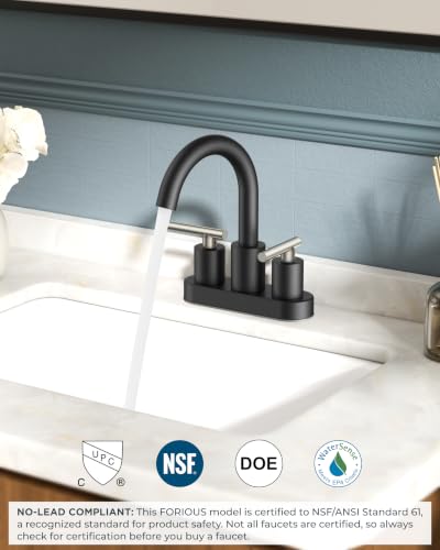 4 Inch Centerset Bathroom Sink Faucet Black and Brushed Nickel (Stainless Steel&Black)
