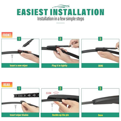 Windshield Wiper Blades Replacement for Ford Edge 2015 (28" 28" 15")