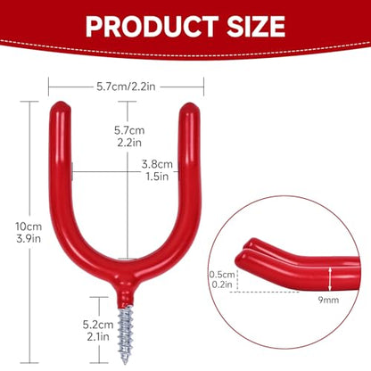 6 Pack Garage Storage System Steel U Hooks with Anti (Red / 6 Pack)