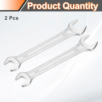 2pcs Double Open End Wrench 10mm x 13mm Metric 15 Degree Offset Angle Small Flat Head Wrench Galvanizing Open Ended Spanner for Automotive Repair Furniture Assembly (10mm x 13mm)