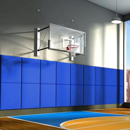 60" 72" High Gym Wall Padding 2" Thick Foam Basketball Court Wall Mount Protector for Garage Taekwondo Babyroom (Blue / 60" x 24" x 2")