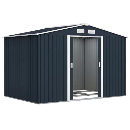9' x 6' Outdoor Storage Shed Garden Tool Metal Shed Dark Gray (Dark Gray / 9' x 6')