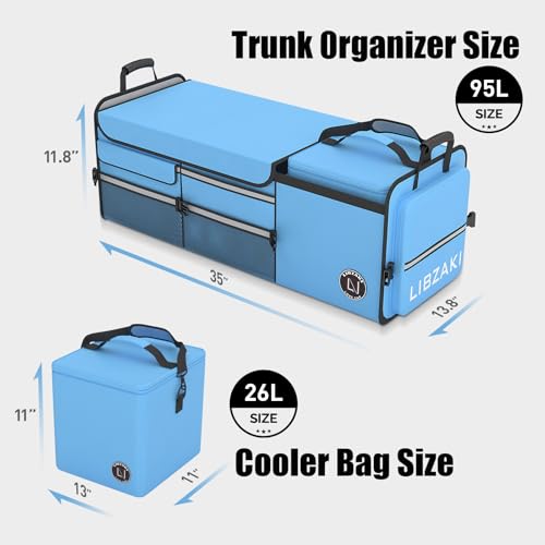 LIBZAKI Oversize 4 in 1 Car Trunk Storage Organizer (Oversize / Light Blue)