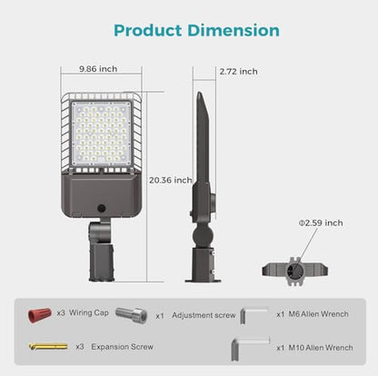 180W Parking Lot Light 32400LM LED Street Lights Outdoor 9Pack