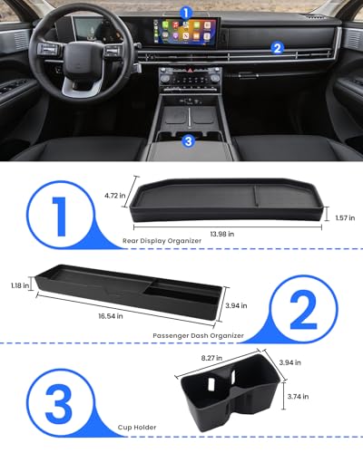 3PCS Center Console Organizer for 2024 2025 2026 Hyundai Santa Fe Accessories (2024-2026 Hyundai Santa Fe)