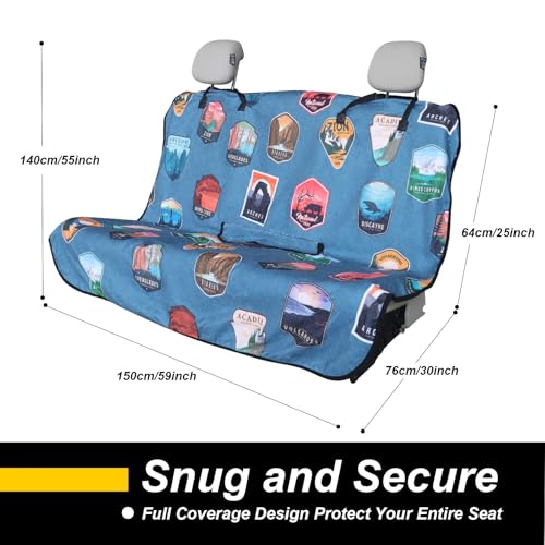 Back Seat Cover for Car Trucks Van SUV Jeep (Rear Bench Seat Towel / National Parks)