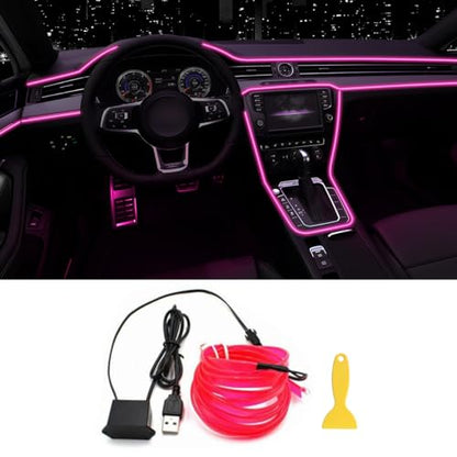 EL Wire Interior Car LED Lights (Pink / 5M/16.5FT)
