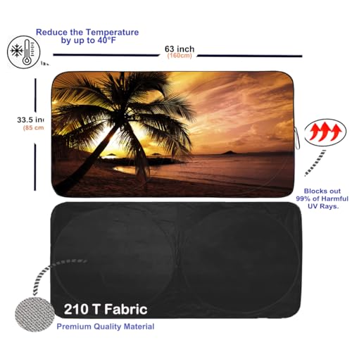 Windshield Sun Shade for Car Front Window Cover Sunshades Visor Automotive Sun Shield for Full (Sunset Yellow / Large)