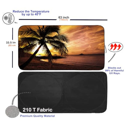 Windshield Sun Shade for Car Front Window Cover Sunshades Visor Automotive Sun Shield for Full (Sunset Yellow / Large)