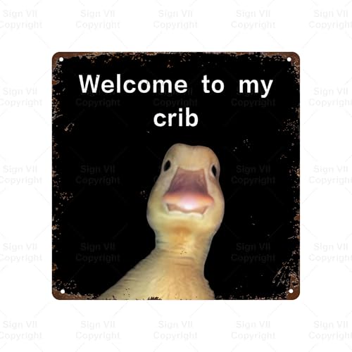 WELCOME TO MY CRIB SPACE Metal Tin Sign Bar Cafe Garage Cave Home Room Wall Bathroom Farmhouse Garden Porch Patio Decor (WELCOME TO MY CRIB)