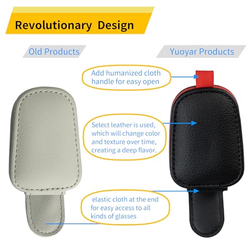Magnetic Leather Sunglasses Holder for Car (RedBlack)