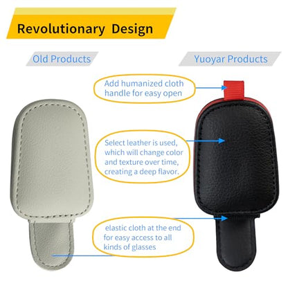 Magnetic Leather Sunglasses Holder for Car (RedBlack)