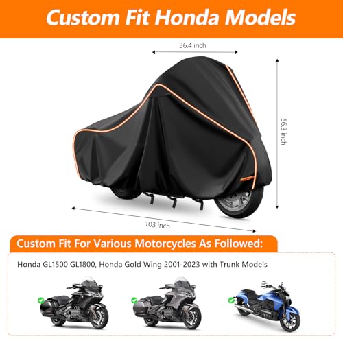 Motorcycle Cover for Honda GL1500 GL1800 (Black / for Honda GL1800)