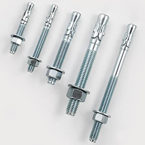 5/16 × 2-3/4" Inch 100 Pcs Standard Fasteners for Heavy-Duty Zinc Wedge Anchors for Cement and Concrete (5/16x2-3/4")