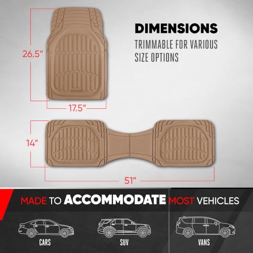 FlexTough LITE Rubber Car Mats Full Set (Full Set Lite (Sedan, Compact) / Beige Lite)