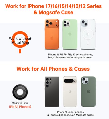 for MagSafe Car Mount【Windshield+Vent+Dash】Magnetic Phone Holder for Car Phone Holder Mount Cell Phone Holders for Your Car Accessories Suction Phone Mount for Car Truck Stand for iPhone 17 16 (Carbon Fiber)