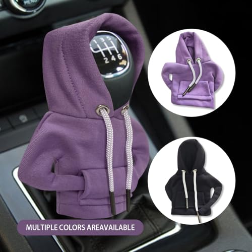 2PCS Car Gear Shift Hoodie Auto Shifter Knob Cover (Black&Purple / 2 Pcs)