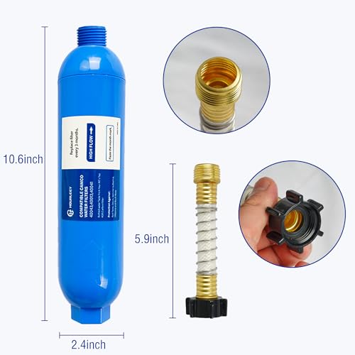 4 Pack RV Inline Water Filter with 2 Flexible Hose Protector (4 Pack)