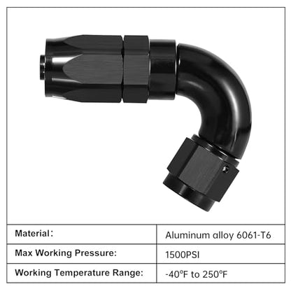 6AN 120 Degree One Piece Full Flow Hose End Fitting Swivel for CPE Braided Hose (6AN / 120 Degree)
