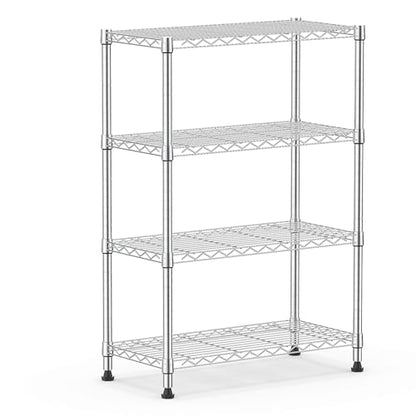 1000 lbs Storage Shelving Steel Heavy Duty 4 (4 Tier 13.7" D x 29.5" W x 47.2" H / Chrome)