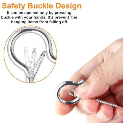 48 PCS Q Hanger Hooks with Safety Buckle (Silver / 48 Pcs)