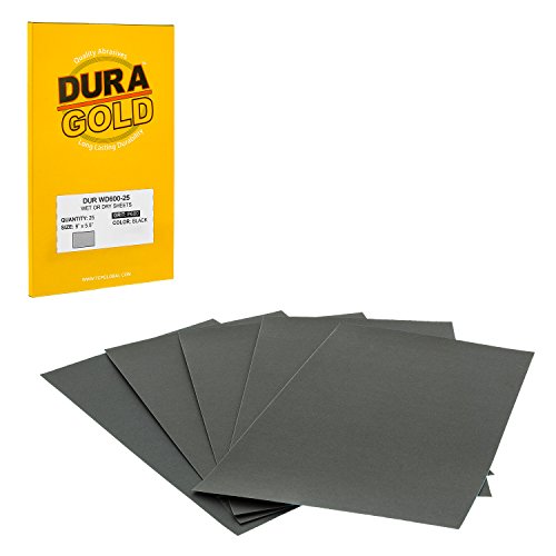 5-1/2" x 9" Wet or Dry Sandpaper Sheets, 600 Grit, Box of 25 (600-Grit)