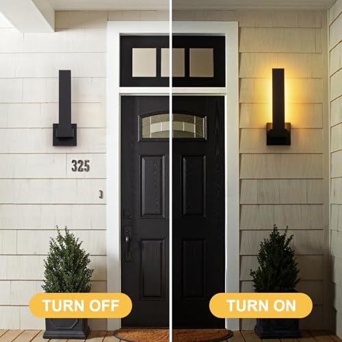 Modern Outdoor Wall Lights 15.5" LED Exterior Lighting Fixtures Patio Wall Lights Fixture Waterproof Outside Wall Sconces for Porch Yard Front Door Garage (Black / 15.5 inch-1 Pack)