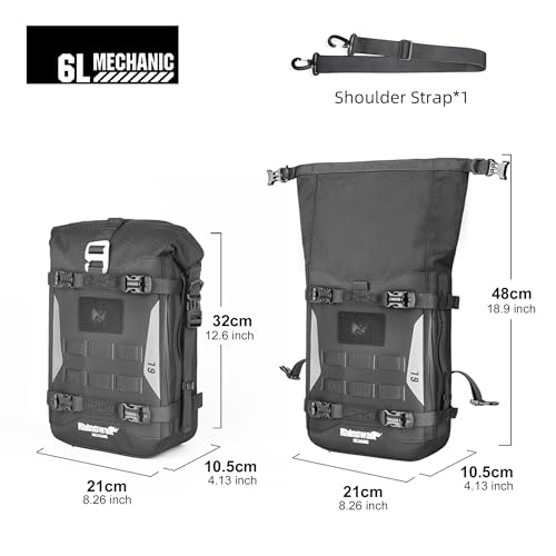 Motorcycle Crash Bar Bag Waterproof 6L Motorcycle Frame Bag Saddle Bag Side Bag with Shoulder Strap (Black 7L)