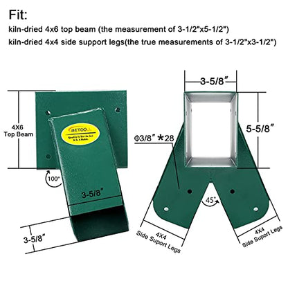 A Frame 2 Brackets Swing Set Bracket with Mounting Hardware (End Brackets(2Pcs-Green))