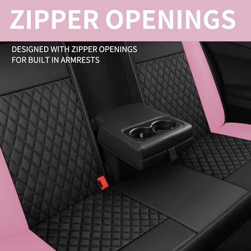 Solid Black Full Set Car Seat Covers (N1 Black Pink / Full Set)