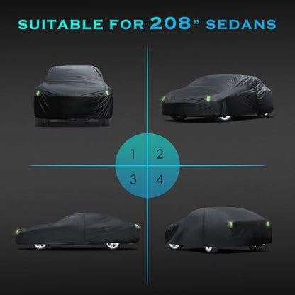Car Cover Waterproof All Weather for Automobiles (A4 Fit Seden Length 199 to 208 inch)