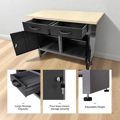 Workshop Tool Cabinet Set System with Wood Worktop Workbench (02)