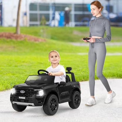 Ride On Car 12V Licensed Ford Ranger Electric Vehicle for Kids (Black / 41.5” x 25” x 24”)