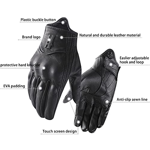 Mens Full Finger Touchscreen Motorcycle Gloves GM028 Black XL (X-Large / Black(Upgrade))
