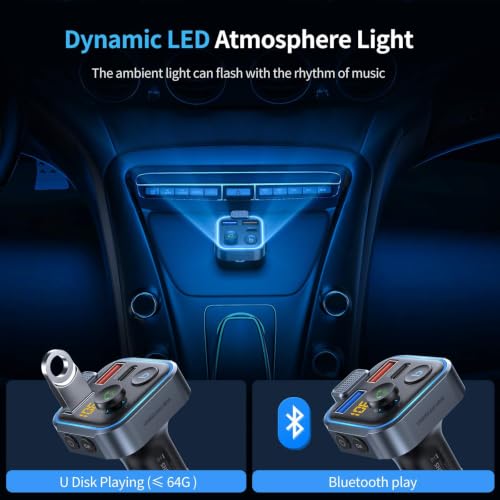 Bluetooth 5.3 FM Transmitter for Car (Black)