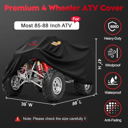 Comnova ATV Cover for 4 Wheelers (Black / 88 Inch)