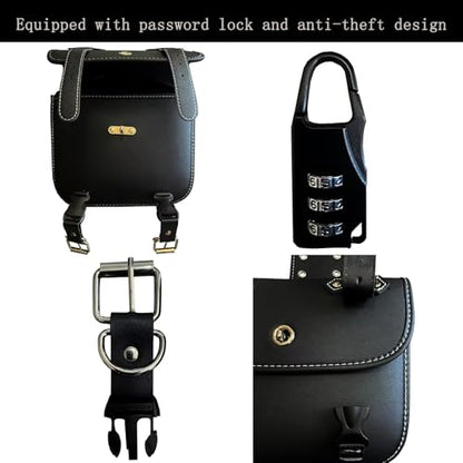 Faux Leather Motorcycle Saddlebags with Lock (Large Without Cup Bag)