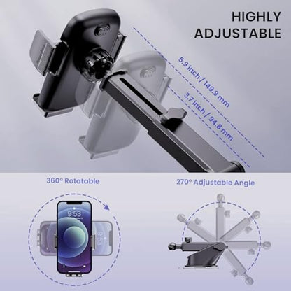 Car Phone Holder Automobile Cell Phone Holder Car Mount for iPhone Universal Car Dashboard Mount Fit All Phones Cell Phone Camera Mounts (Black-F)