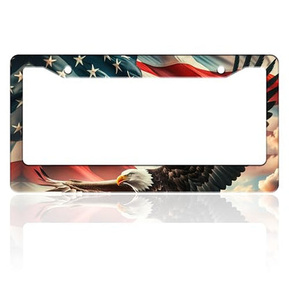 American Flag Eagle License Plate Frame Patriotic License Plate Holder (American Flag Eagle)
