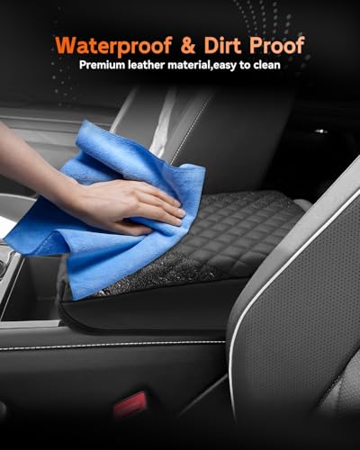 for Volkswagen Atlas 2024 2025 2026 Center Console Cover Armrest Box Cover for VW Atlas (Atlas-Thickened Black Leather Square)